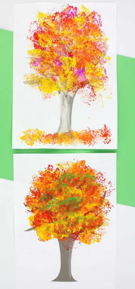 Fall Tree Art with Foil Printed Leaves