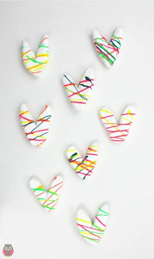 Drip Painted Air Dry Clay Hearts